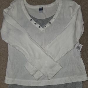 Women's White V-Neck Sweater